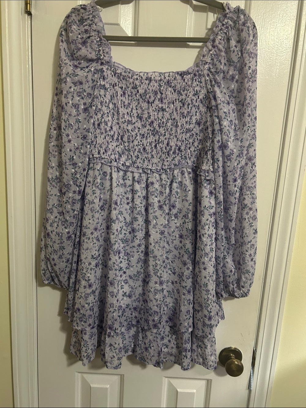 Altar’d State, Lavender Floral Smocked Dress, Size L - Picture 6 of 13